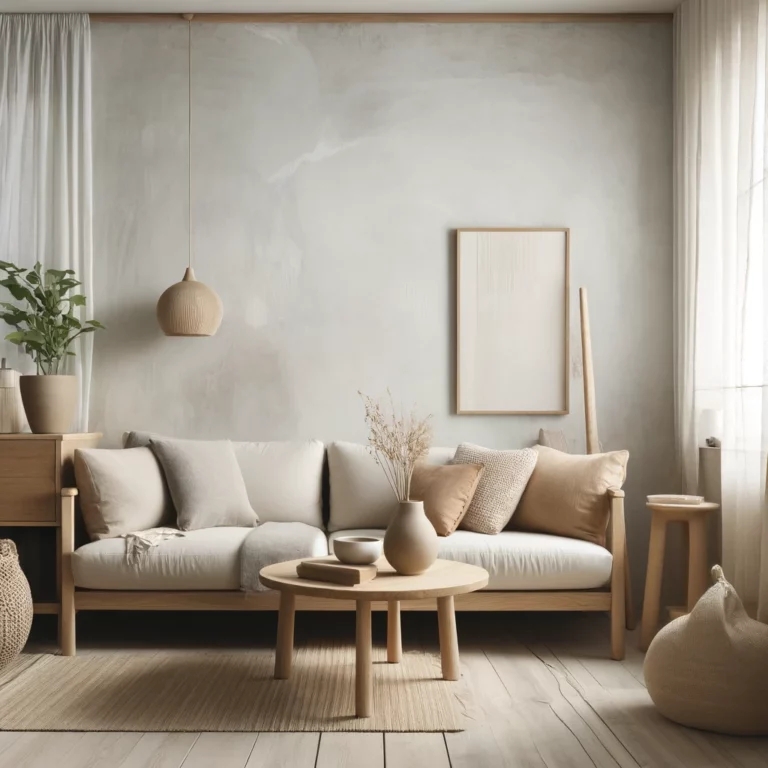 Décore de salon en tadelakt et teintes froides